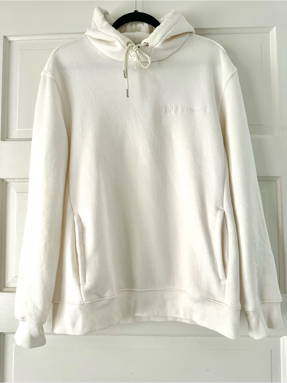 H&M Hoodie in cream with embroidered Club de Demain